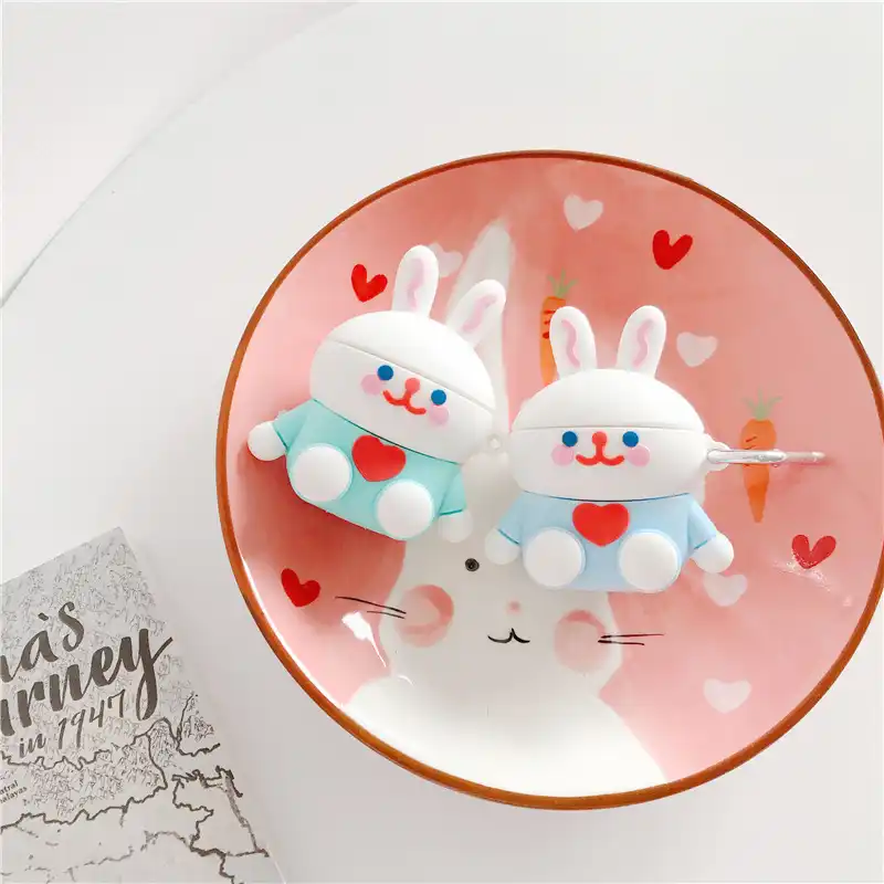 Yeni 3d Cizgi Film Ask Tavsan Silikon Kulaklik Kiliflari Airpods