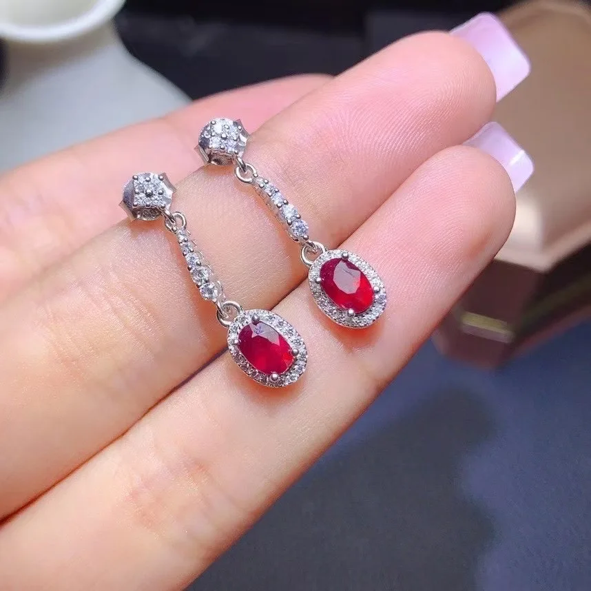 Ruby Sapphire Drop Earring 925 Sterling Silver Handmade Gemstone Jewelry ME3201 