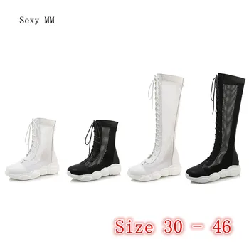 

Summer Shoes Gladiator Sandals Women Knee High Boots Flat Platform Woman Thigh High Boots Small Plus Size 30 31 32 33 - 44 45 46