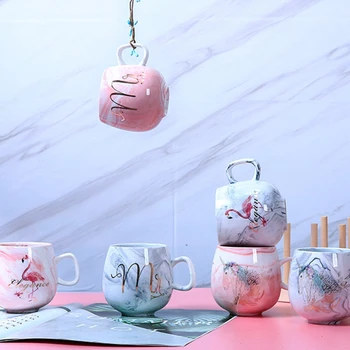

Flamingo Coffee Mugs Ceramic Mug Travel Cup Cute Cat Foot Ins Marbling lovers Flamingo ceramic Mug Unicorn mugs