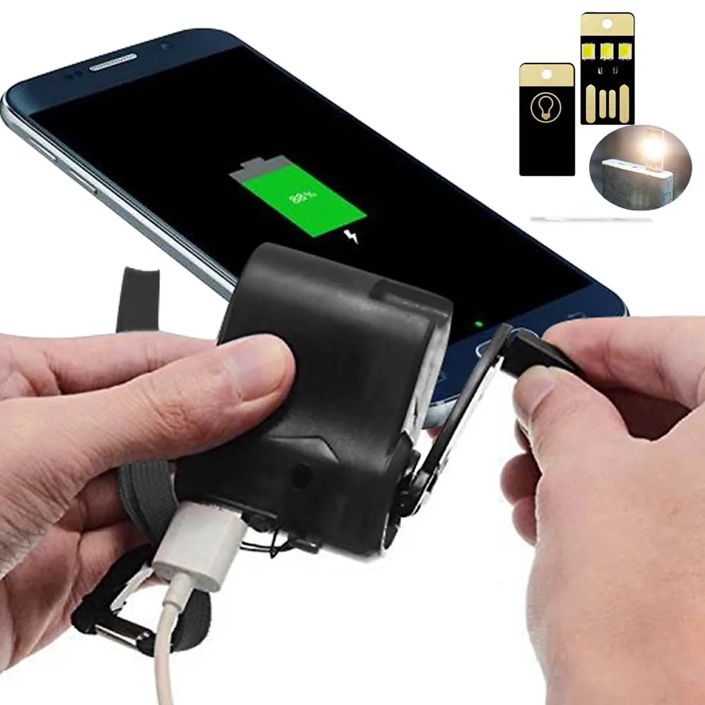 

Outdoor Hand-Crank USB Phone Emergency Charger Manual Emergency USB Light Power Generator Charger Camping Survival EDC Tool