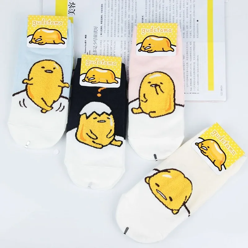 Мультфильм Gudetama в стиле Харадзюку для женщин Уличная Короткие дышащие хлопковые носки тренировочные штаны модные забавные Повседневное спортивные весенние, летние носки