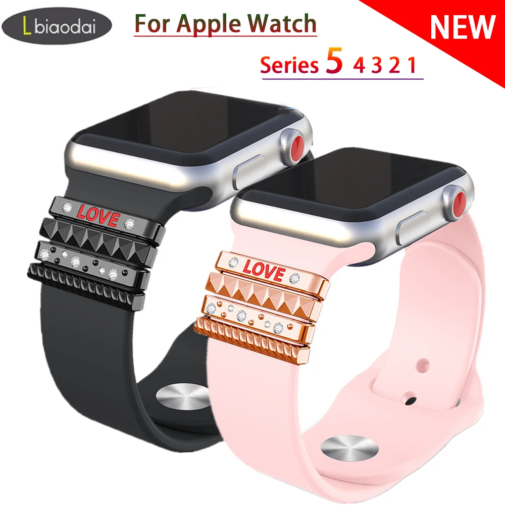 

Decorative Ring Ornament For Apple Watch Band iwatch strap 44mm 40mm 42mm 38mm Stainless Steel "LOVE" Gift apple watch 5 4 3 21