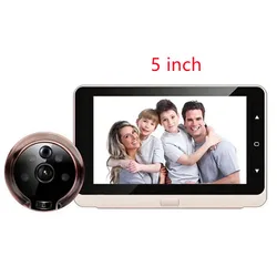 Visor de puerta Digital con mirilla y visión nocturna, 5 pulgadas, 720P, visión nocturna, PIR, vídeo de movimiento, grabación de fotos, Ojo de Gato, campana de puerta