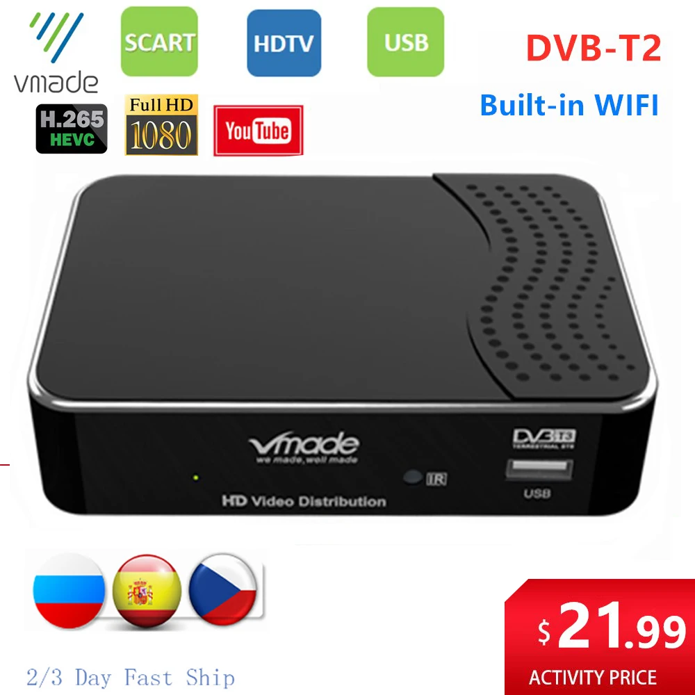 DVB-T2 цифровой приемник HD Full 1080p DVB T2 ТВ тюнер приставка Встроенный Wi-Fi Поддержка