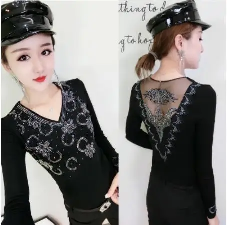 Алмазный Camisetas Mujer футболка Для женщин Стразы леди футболка Для женщин s футболки женские топ Vetement Femme в стиле «панк-рок»; одежда для детей;