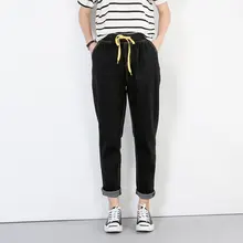 Женские свободные Джинсы бойфренда для женщин синие Черные шаровары джинсы с высокой талией корейские мешковатые джинсы брюки женские большие размеры 4xl 5xl