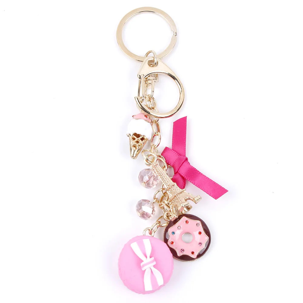 

Hot Sweet Cute Candy Beads Macaron Cake Key Chain Keychain Car Pendant Key Ring
