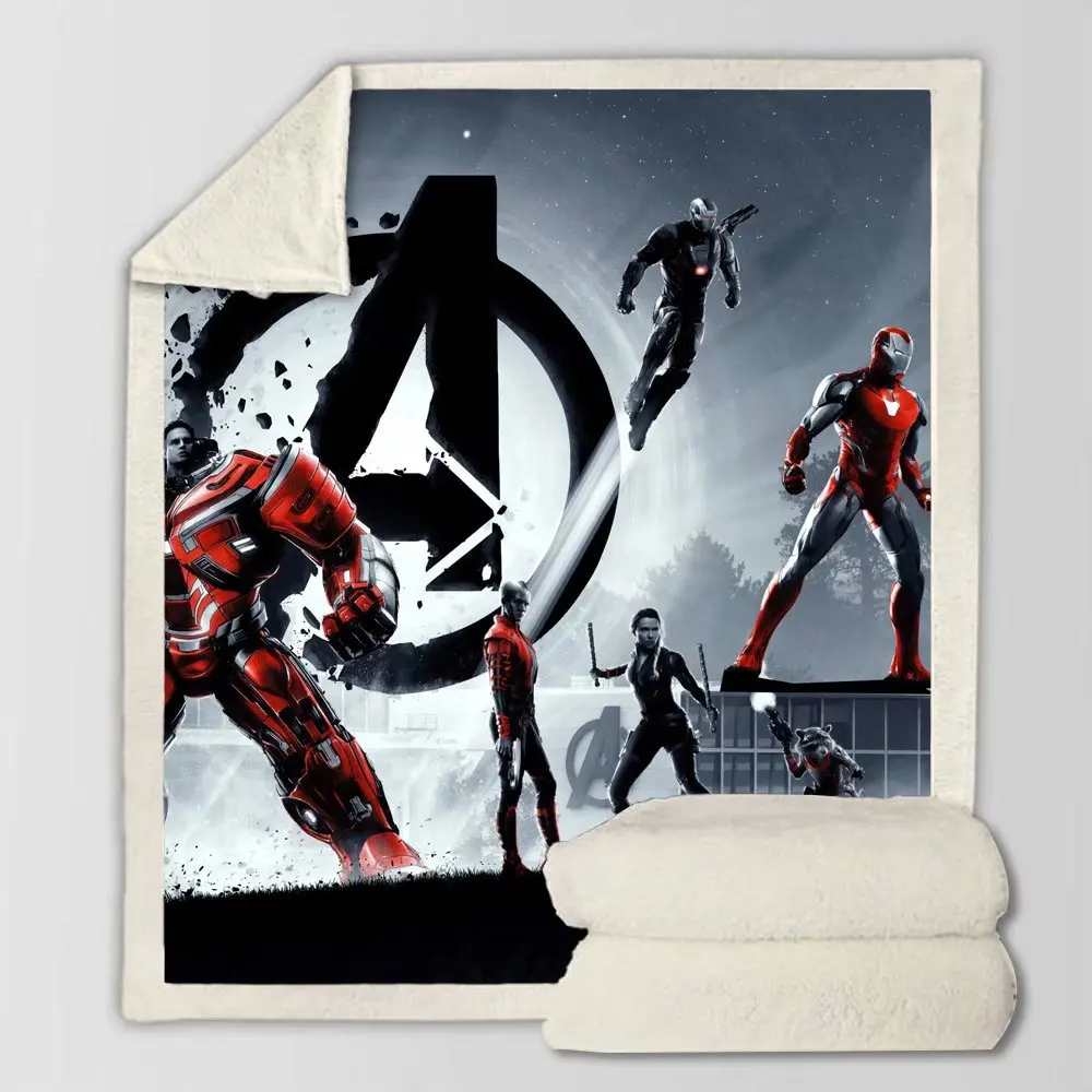 

Marvel Avengers Super Hero Iron Man Spider-man Captain America Printed Cotton Blanket Sofa Cover Blanket Cloak Kids Toys