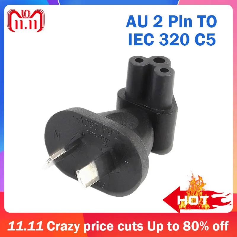 AU C5 Авто IEC320 изгиб 90 градусов 2Pin AC Мощность адаптер конвертер розетка дорожная