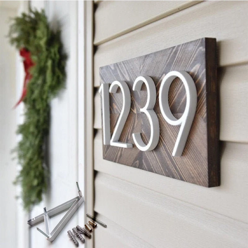 127mm Floating House Number Letters Big Modern Door Alphabet Home Outdoor 5 in.White Numbers Address Plaque Dash Slash Sign #0-9 |