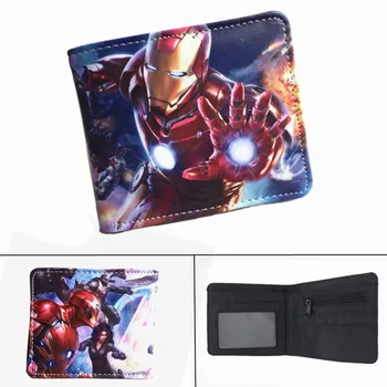 

Superhero Comics Endgame Iron Man Leather Wallet Boys Girls Pu coin Pocket Short Photo Card Holder Layers Cartoon Print Purse