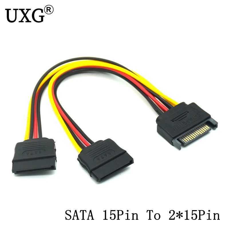 15Pin SATA Male To 2 15Pin Female Power Cable For HDD hard disk Drive HDD Splitter Connector 1 To 2 Extension Cable