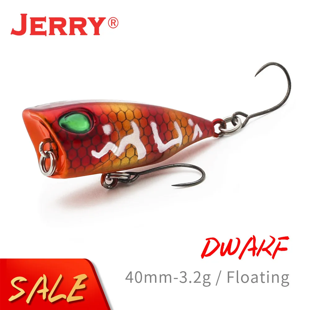 Jerry Dwarf форель Сверхлегкий Topwater Поппер Приманки Бас окунь плавающие приманки 40 мм