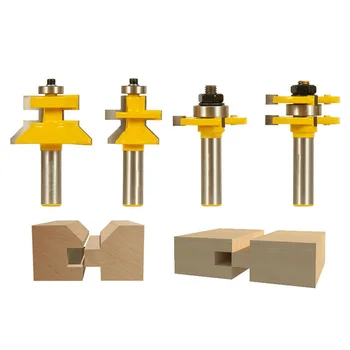 

4 Bit Tongue & Groove And V-Notch Router Bit Set-1/2 Inch Shank Line Knife Woodworking Cutter Tenon Cutter For Woodworking Tools
