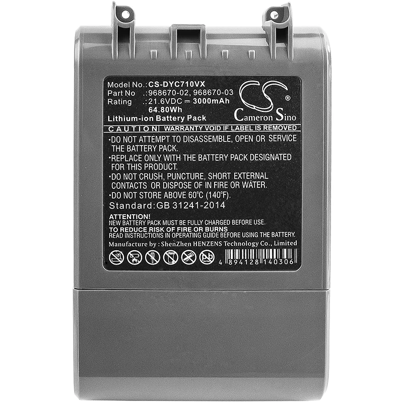 

Cameron Sino 3000mAh Battery For Dyson SV11,V7,V7 Motorhead Pro,V7 Motorhead vacuum,V7 Total Clean,V7 Trigger,968670-03