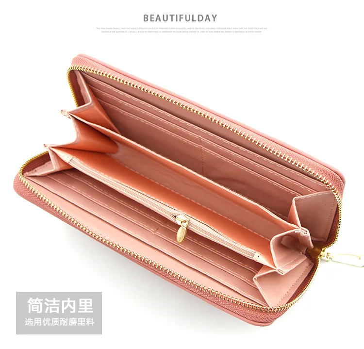 Новая Корейская версия женского бумажника холдинга сумка на молнии большой емкости сумка для мобильного телефона вышитая ручная сумка бумажник
