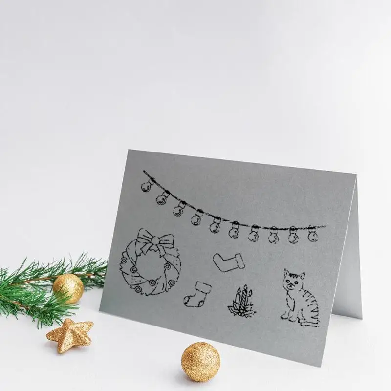 DIY Christmas Theme Stamps Scrapbooking Cutter Mould Stickers Paper-cut Card Photos Album Transparent Seals Decoration Tools