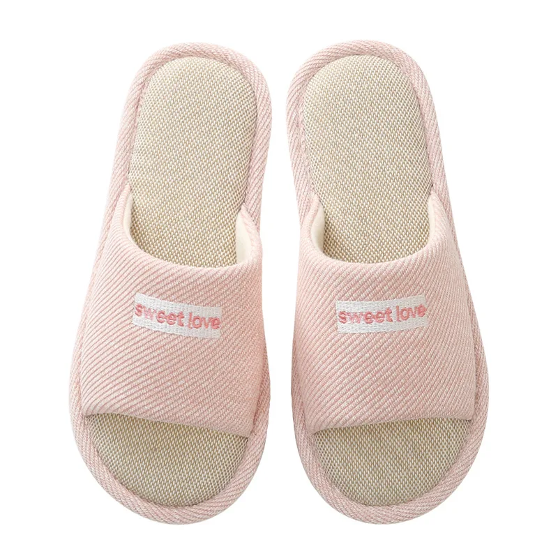 

Home Linen Slippers Men and Women Home Indoor Non-slip Soft Summer Slippers Couples Four Seasons Home Cotton and Linen
