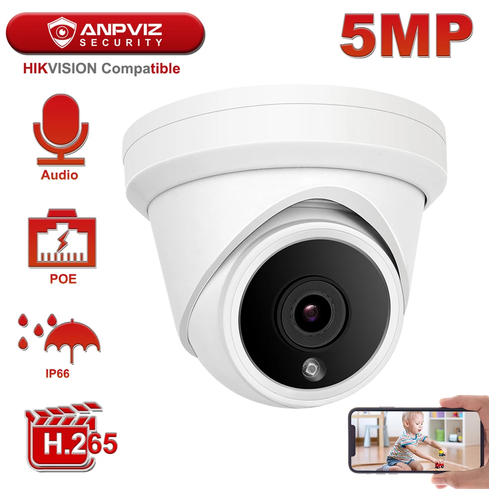 Hikvision совместимая с Anpviz 5mp POE ip камера наружная охранная CCTV видеонаблюдение 30 м