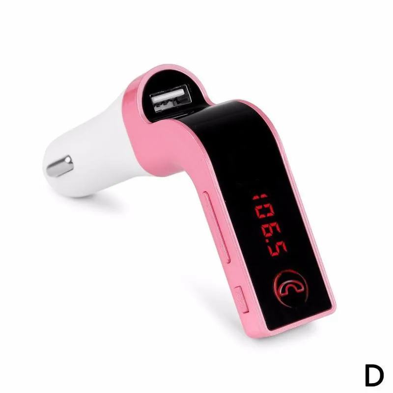 G7 автомобиля памяти Hands-free ЖК-дисплей дисплей 4 в 1 Bluetooth FM передатчик модулятор Автомобильный комплект MP3 плеер 2.1A точечное дымовое отверстие - Название цвета: Розовый