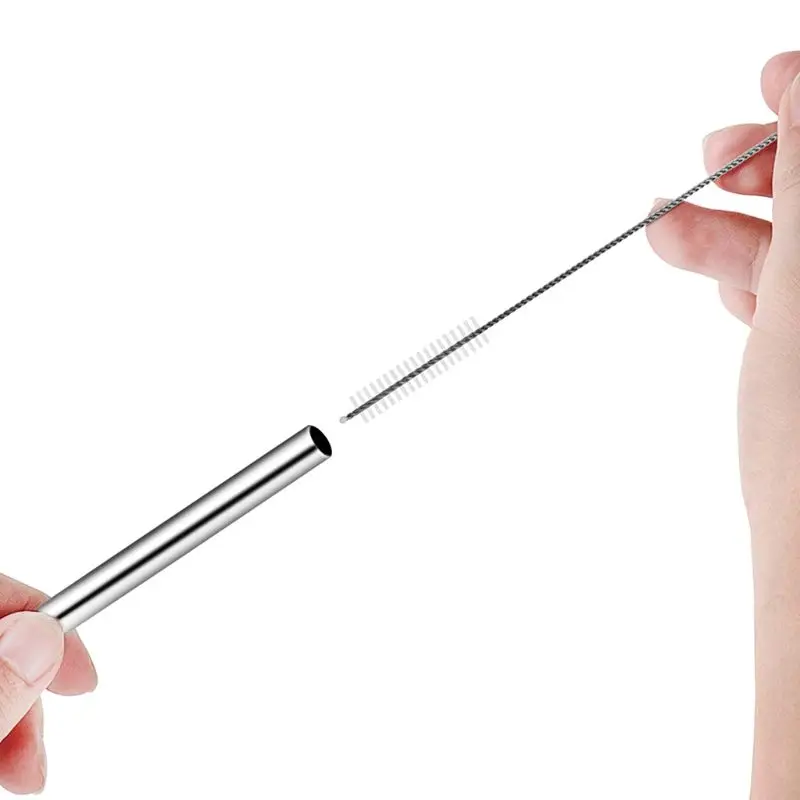 Portable Stainless Steel Telescopic Drinking Straw Travel Reusable Straws with Brush and Carry Case