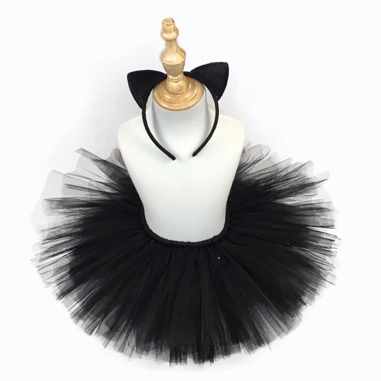 Милые черные юбки-пачки для малышей балетная юбка-пачка для девочек, юбка-американка, Нижняя юбка с бантом для волос, детский праздничный костюм на Хэллоуин, юбки, одежда