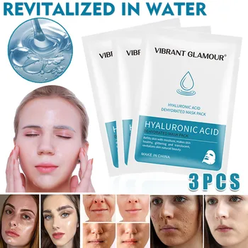 

NEW 3 Pcs Hyaluronic Acid Face Mask Moisturizing Nicotinamide Shrink Pores Skin Care Masks