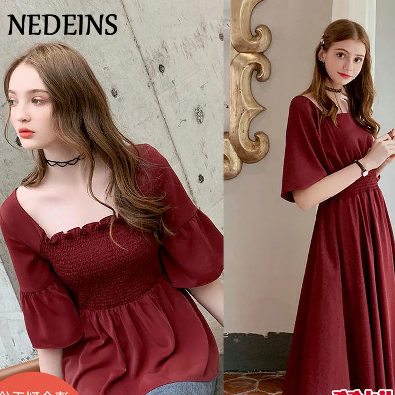 NEDEINS модное женское летнее платье размера плюс, женские вечерние короткие платья, женское элегантное красное платье, летнее платье 2020 NEDEINS модное женское летнее платье размера плюс, женские вечерние короткие платья, женское элегантное красное платье, летнее платье 2020