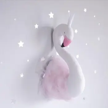 

3D Cute Funny Animals Head Wall Decorations Swan Shape Kids Room Nursery Bedroom Hangings Artwork Baby Gifts
