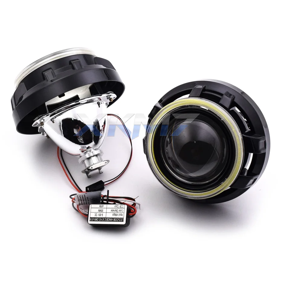 HID проектор фары линзы ангельские глазки Биксеноновые линзы 3,0 Супер H1 черный комплект DRL Halo для H4 H7 автомобильные фары аксессуары тюнинг