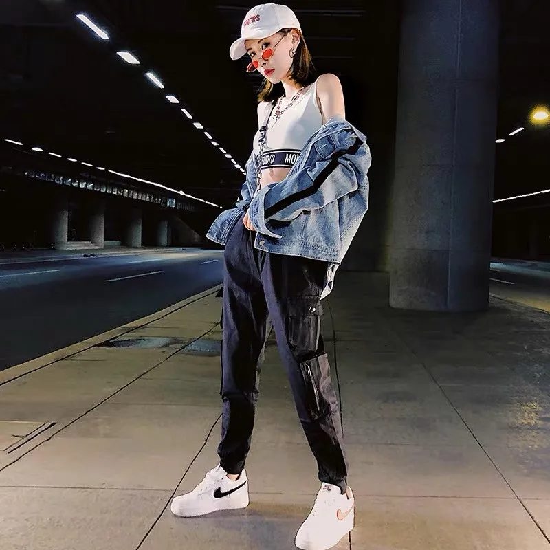 

High Waist Streetwear Cargo Pants Women Casual Joggers Black Pantalon Femme High Waist Loose Female Trousers
