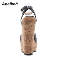 Aneikeh NEW Sexy Shoes for Women 2025 Fashion Platform Sewing Wedges High Heels Patchwork Retro Sandals Summer Femmes Chaussures - Image 5