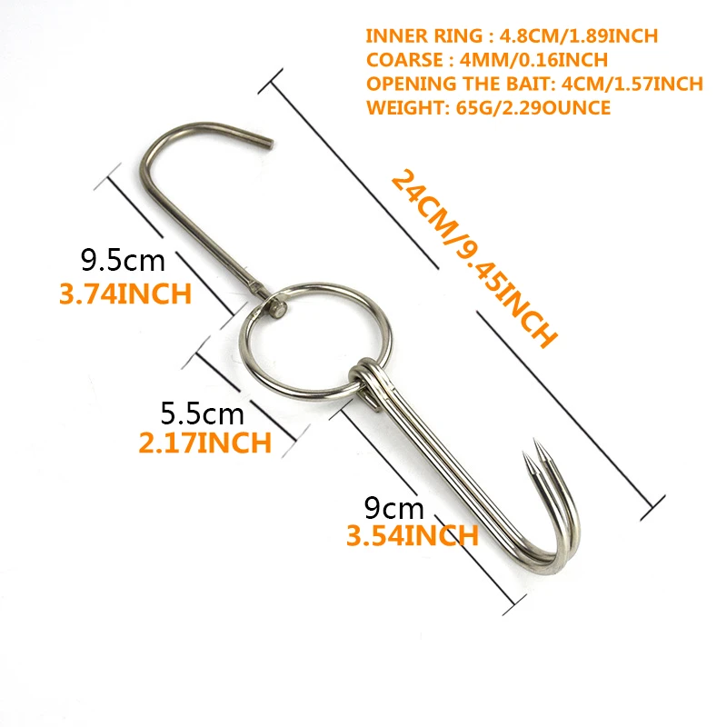3 PCS 9.45" Stainless Steel Double Meat Hooks Roast Duck Bacon Shop Hook BBQ Grill Hanger Cooking Tools Accessories