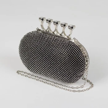 

Women's clutch, section on the clasp, long chain, black