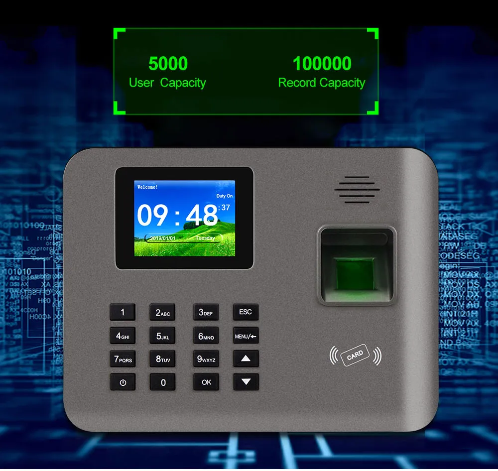 Realand 2.4 polegada biométrico máquina de comparecimento