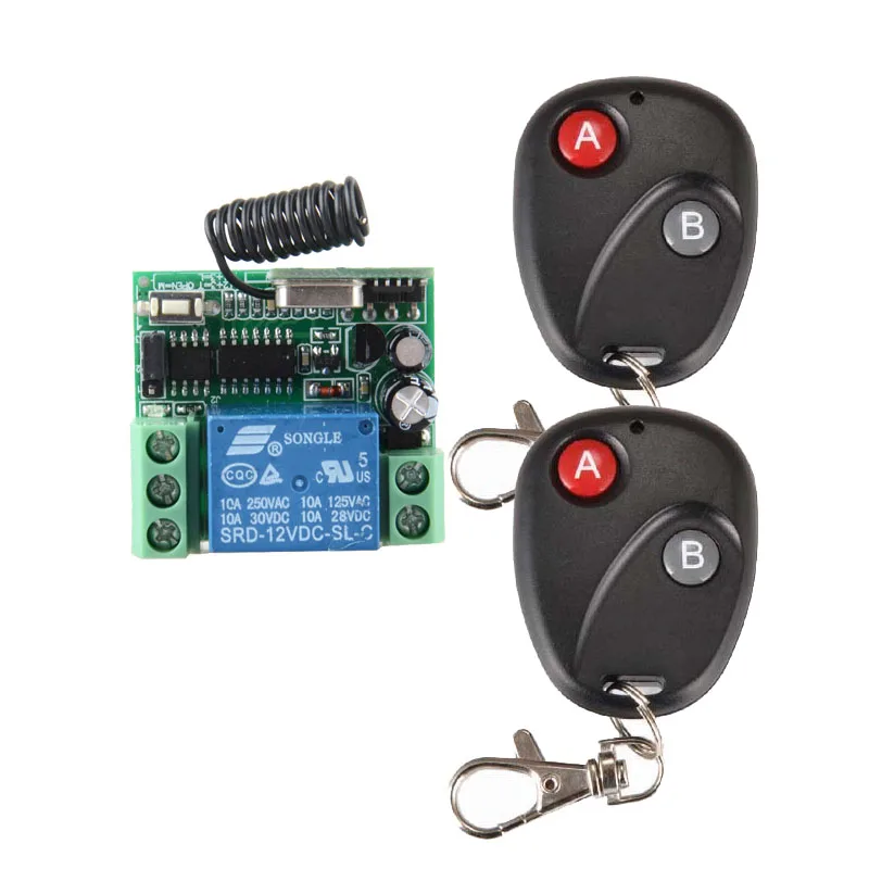 

DC 12V 10A 1CH Wireless RF Remote Control Switch 2PCS Transmitter With Battery+ Receiver Access/door System 20PCS/LOT
