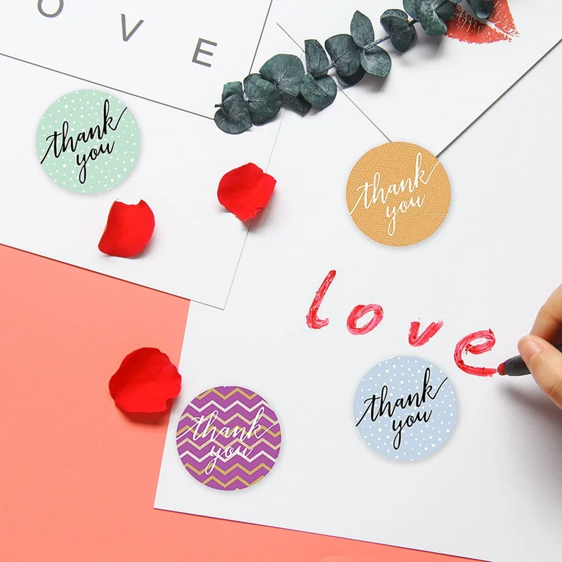 100 шт./лот наклейки на бумажные этикетки золотые благодарим вас печать для ручной