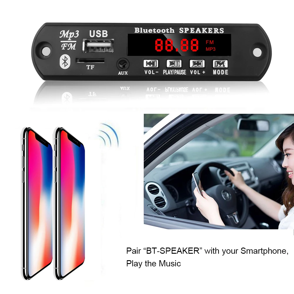 Kedidu 5 в 12 В MP3 декодер доска WMA WAV FLAC APE Bluetooth MP3-плеер цветной экран USB TF модуль fm-радио с записью звонков