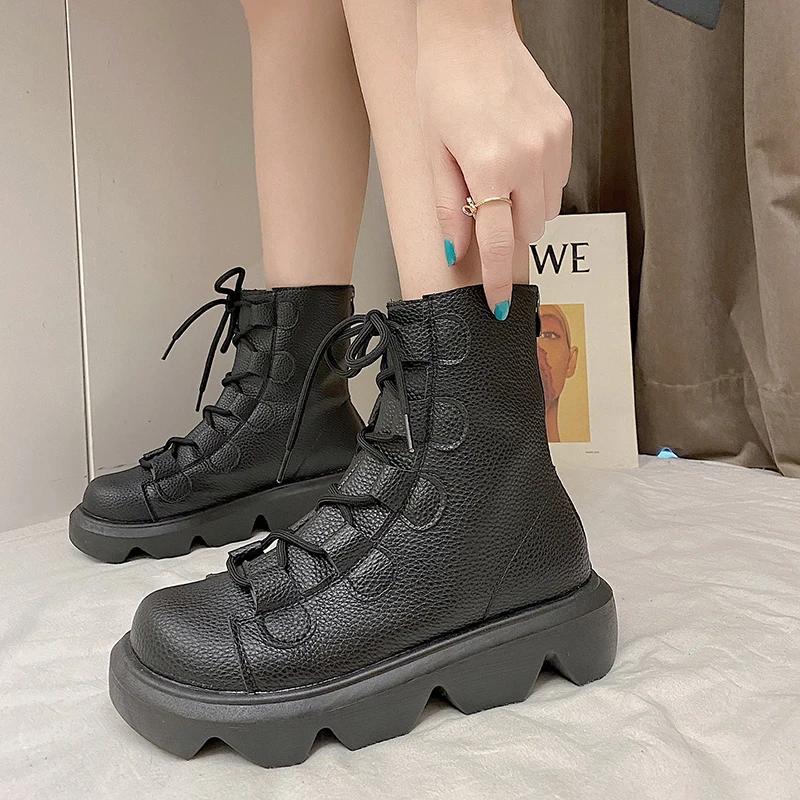 

Martin Boots Women British Style 2020 New Autumn Retro Wild Thick-soled Increased Chelsea Motorcycle Boots Women Shoes
