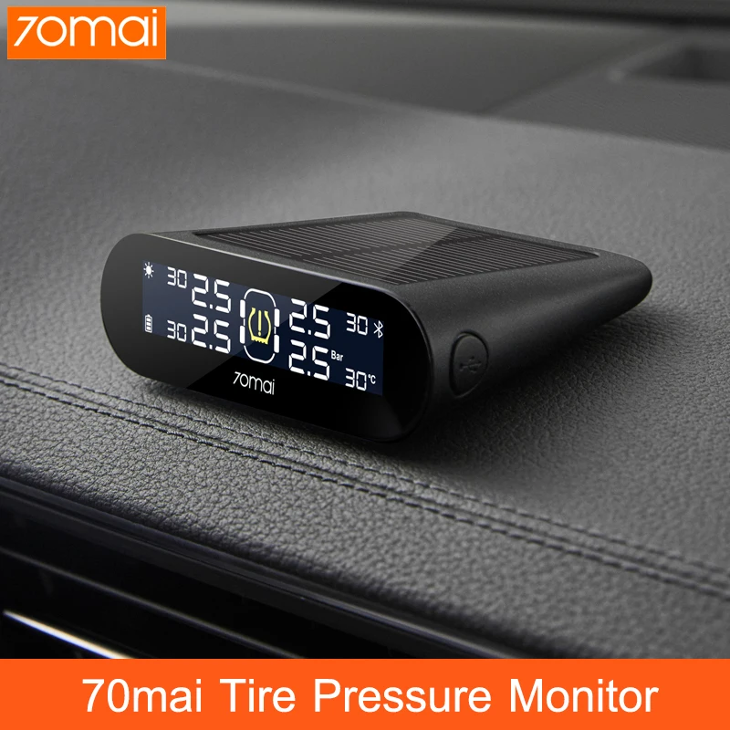 

70mai Tire Pressure Monitor System TPMS Lite External Sensor APP Control Solar Power USB tmps Lite 70MAI Car Tyre Pressure Alarm
