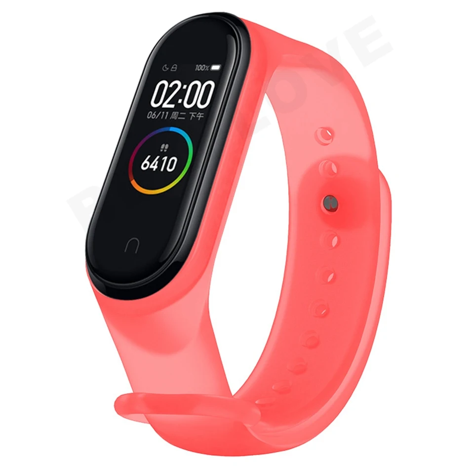 Для Xiaomi mi Band 4 спортивные часы на ремешке силиконовый браслет для mi Band 3/4 браслет Smart mi band 4 NFC ремешок Карлос Корреа аксессуары - Цвет: Clear Red