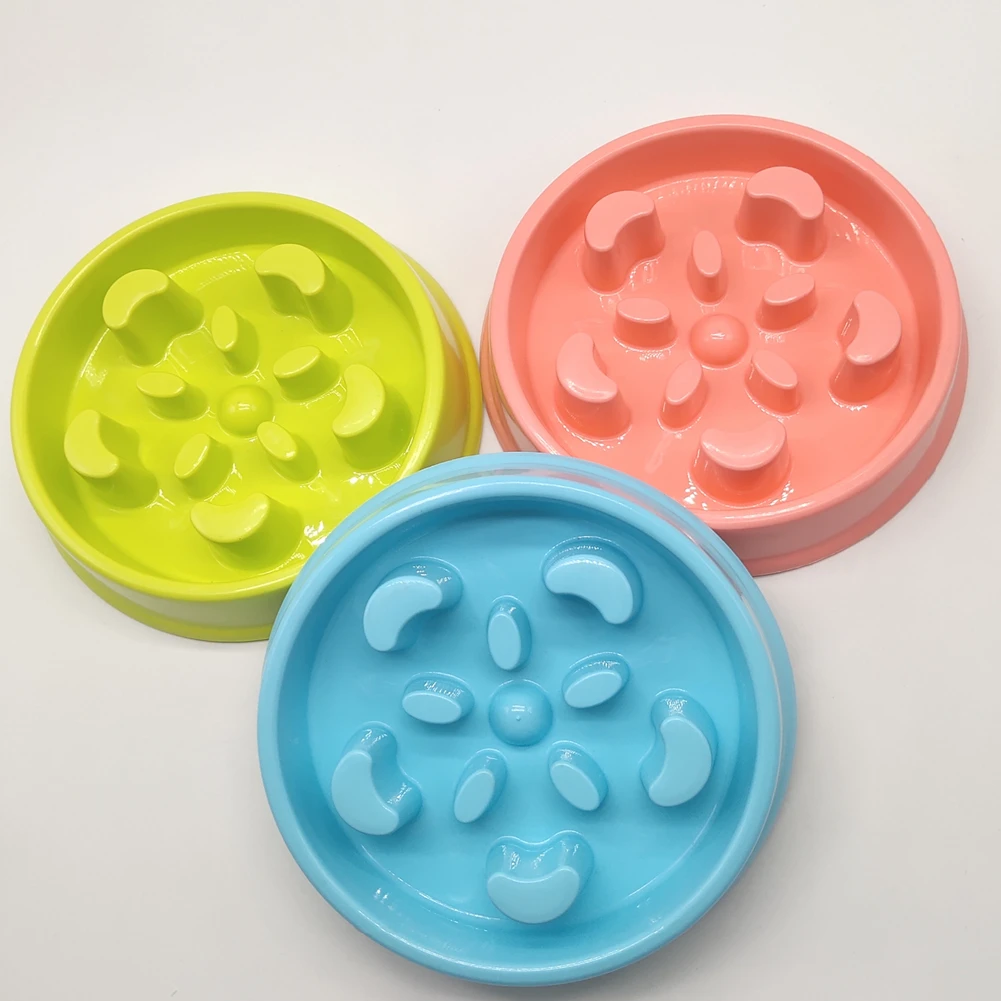 

Flowers Slow Eating Puppy Cat Plastic Food Feeding Bowl Pets Avoid Suffocation Feeder Pet Dog Training Bowl