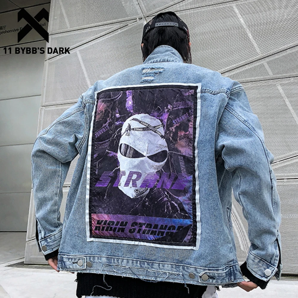 11 BYBB'S DARK иностранранец напечатан мужские джинсовые куртки Harajuku Хип-хоп пальто