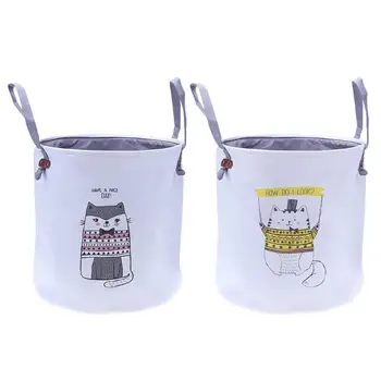 

Cat Pattern Folding Laundry Hamper Dorm Waterproof Washing Bag Clothes Storage Basket