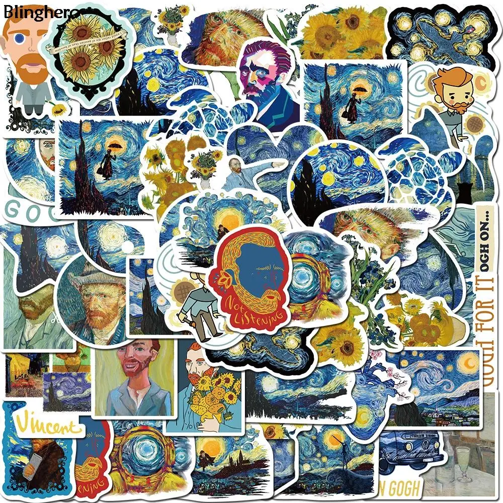 

Blinghero Art Series Van Gogh Stickers 40Pcs/set PVC Scrapbooking Stickers Laptop Luggage Guitar Bicycle Car Decal BH0576