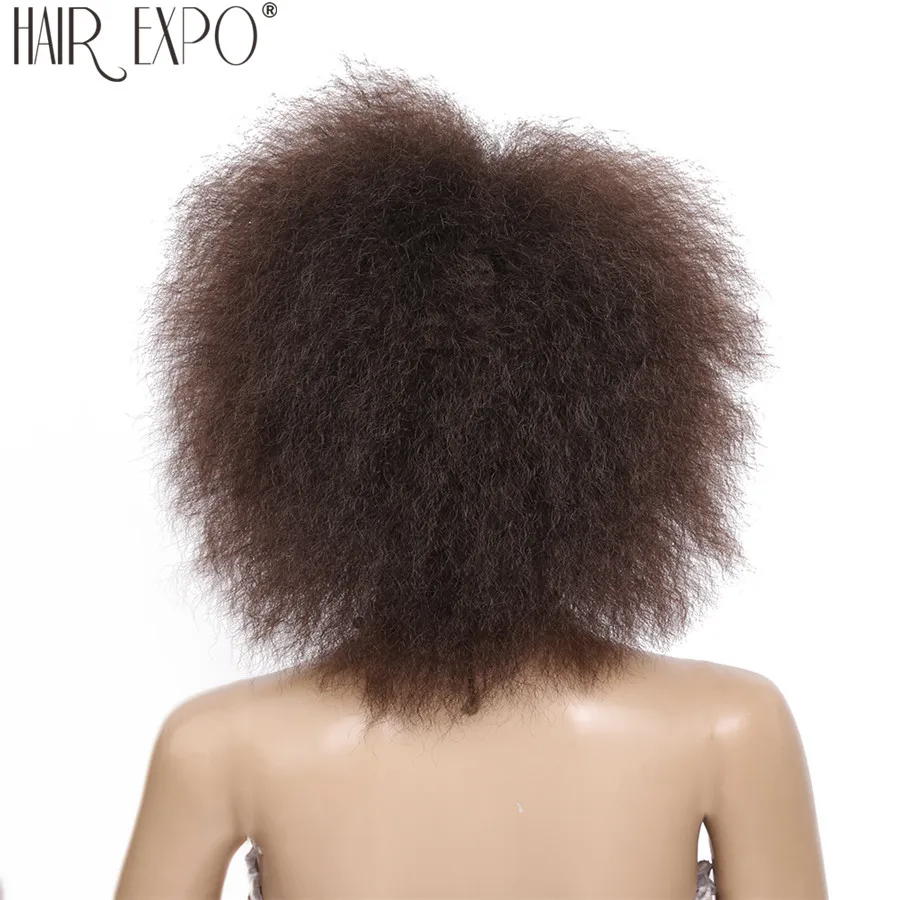 6 дюймов Синтетические афро парики для черных женщин яки прямые короткие волосы пушистые Glueless косплей парик волос Экспо город - Цвет: #4
