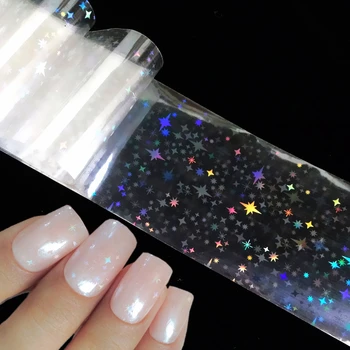 

100cm Holographic Star Pattern Nail Sticker Clear Laser Transfer Foils For DIY Full Cover Tips Manicure Tools SK021