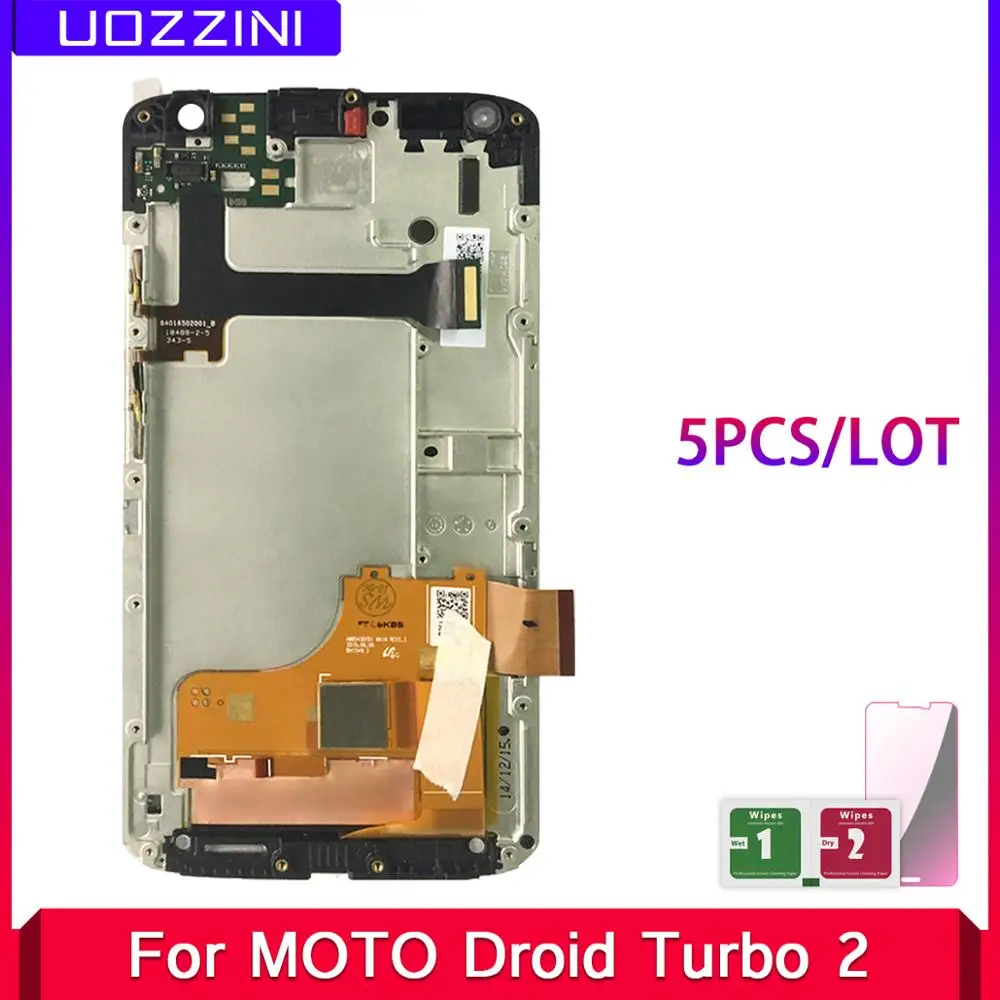 

5 Pcs LCD Display For Motorola Moto Droid Turbo 2 XT1580 XT1581 XT1585 LCD Touch Screen Digitizer Assembly Parts Frame 5.43
