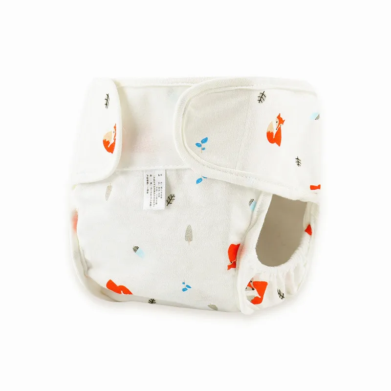 Fox Детские хлопковые подгузники с изображением фламинго и лисы, многоразовые стираемые тканевые подгузники, водонепроницаемые подгузники для новорожденных - Цвет: Fox
